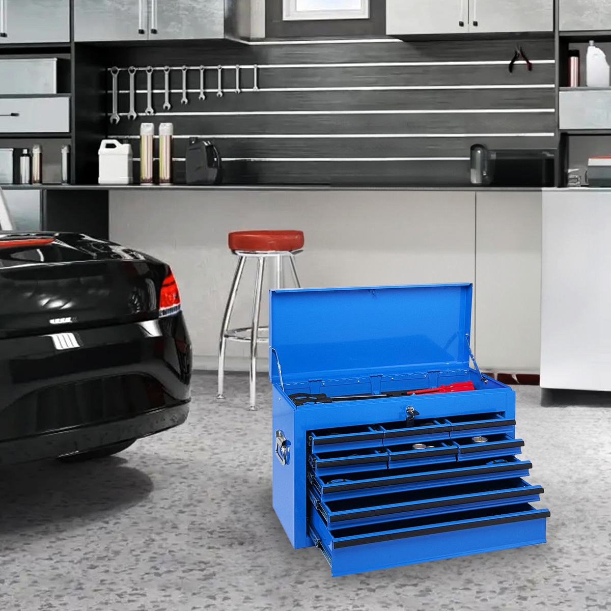 Heavy Duty Metal Tool Box 24 inch Portable Metal Tool Box with 9 Drawers - Image 5