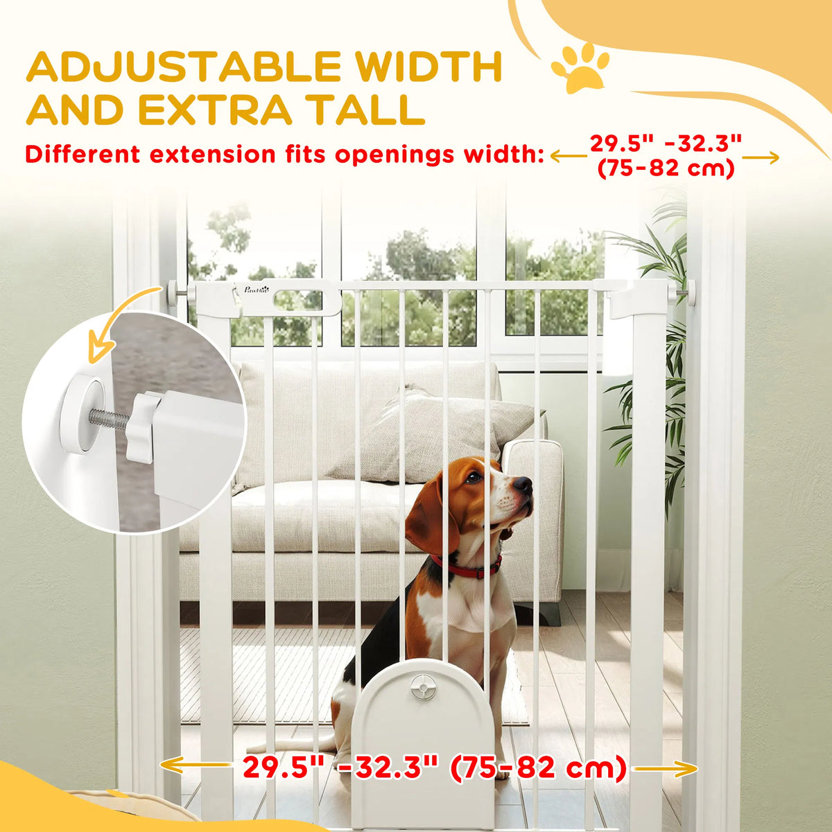 30" 32" Extra Wide Pet Gate Barrier with Small Door 35"H Dog Gate with Safety - Image 2