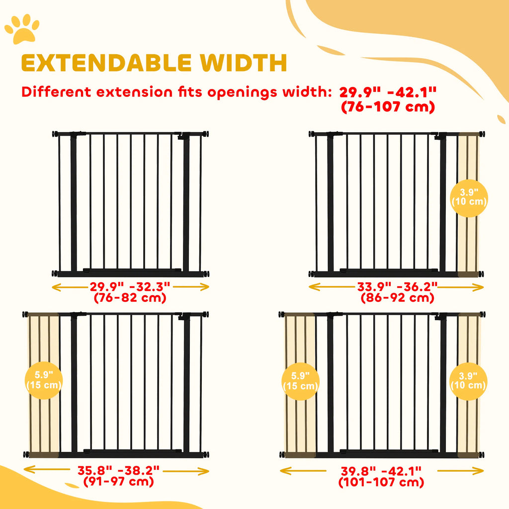 Pressure Fit Dog Gate Pet Barrier for stairs doorway 29.9'' 42.1'' Width Black - Image 3