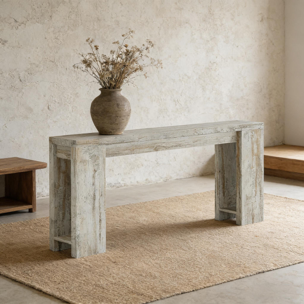 White Wooden Entryway Console Table