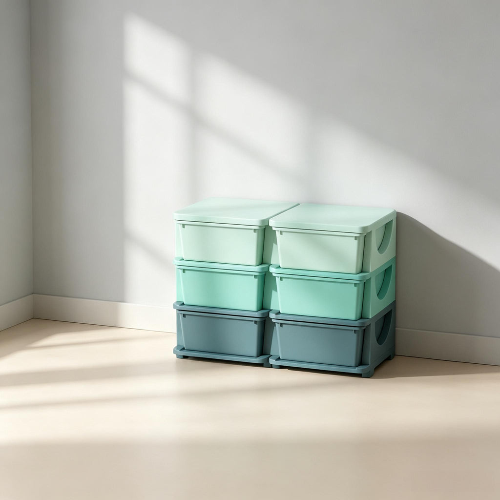 Multi-Drawer Storage Organizer Compact Profile for Living and Play Areas