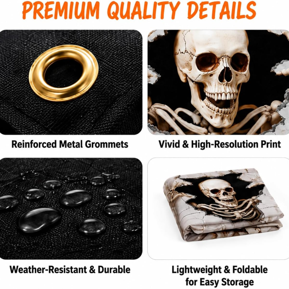 6 X 13 FT Giant Skull Halloween Garage Door Decorations Skeleton Halloween - Image 2