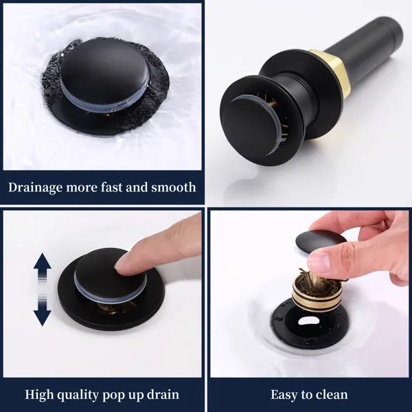 Bathroom Faucet Matt Black with Pop up Drain & Supply Hoses 2 Handle 360 Degree - Image 5