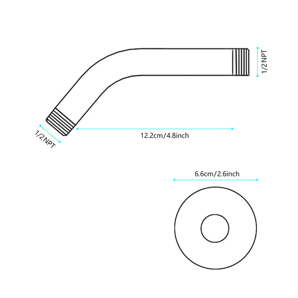 Shower Arm with Flange 1/2 NPT Tapered Threads Rain Shower Head Arm Wall - Image 4