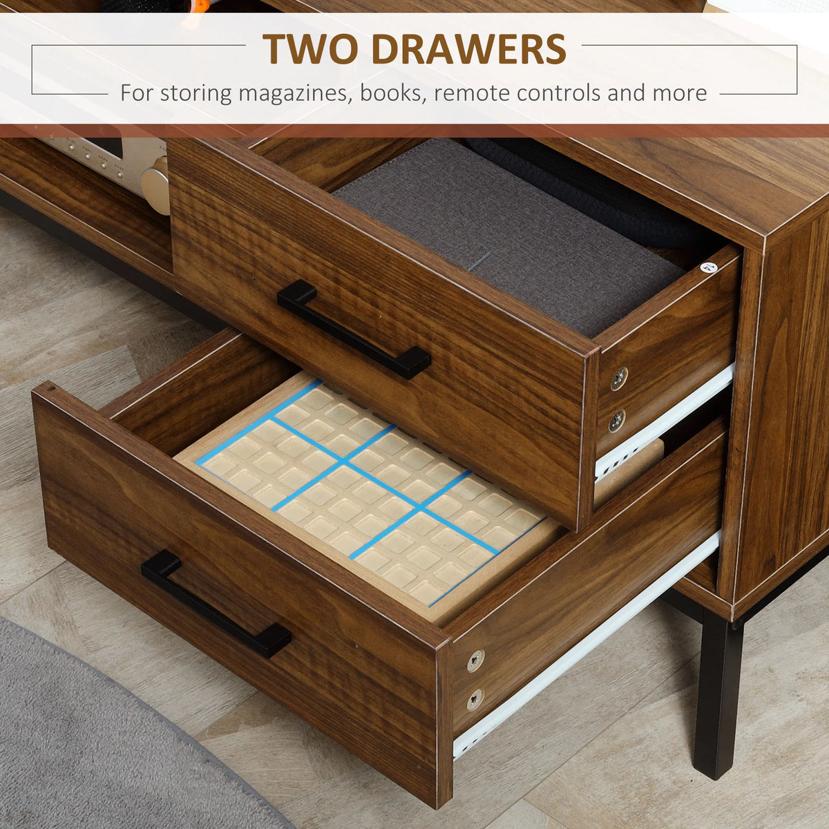 TV Stand for TV up to 50 Inches TV Cabinet with Door Open Storage and - Image 3