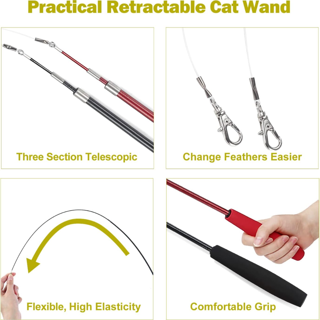Cat Toys For Indoor Cats Interactive Cat Toy 2PCS Retractable Wand Toy And - Image 2