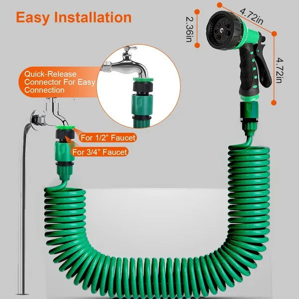 Flexible Self Coiling Recoil Garden Hose with Spray Nozzle - Additional Product View Garden Hose