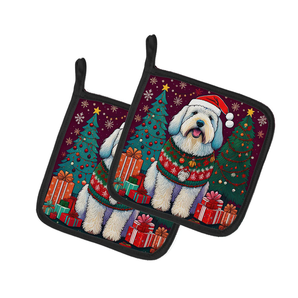 Old English Sheepdog Christmas Pair of Pot Holders Kitchen Heat Resistant Pot - Image 5