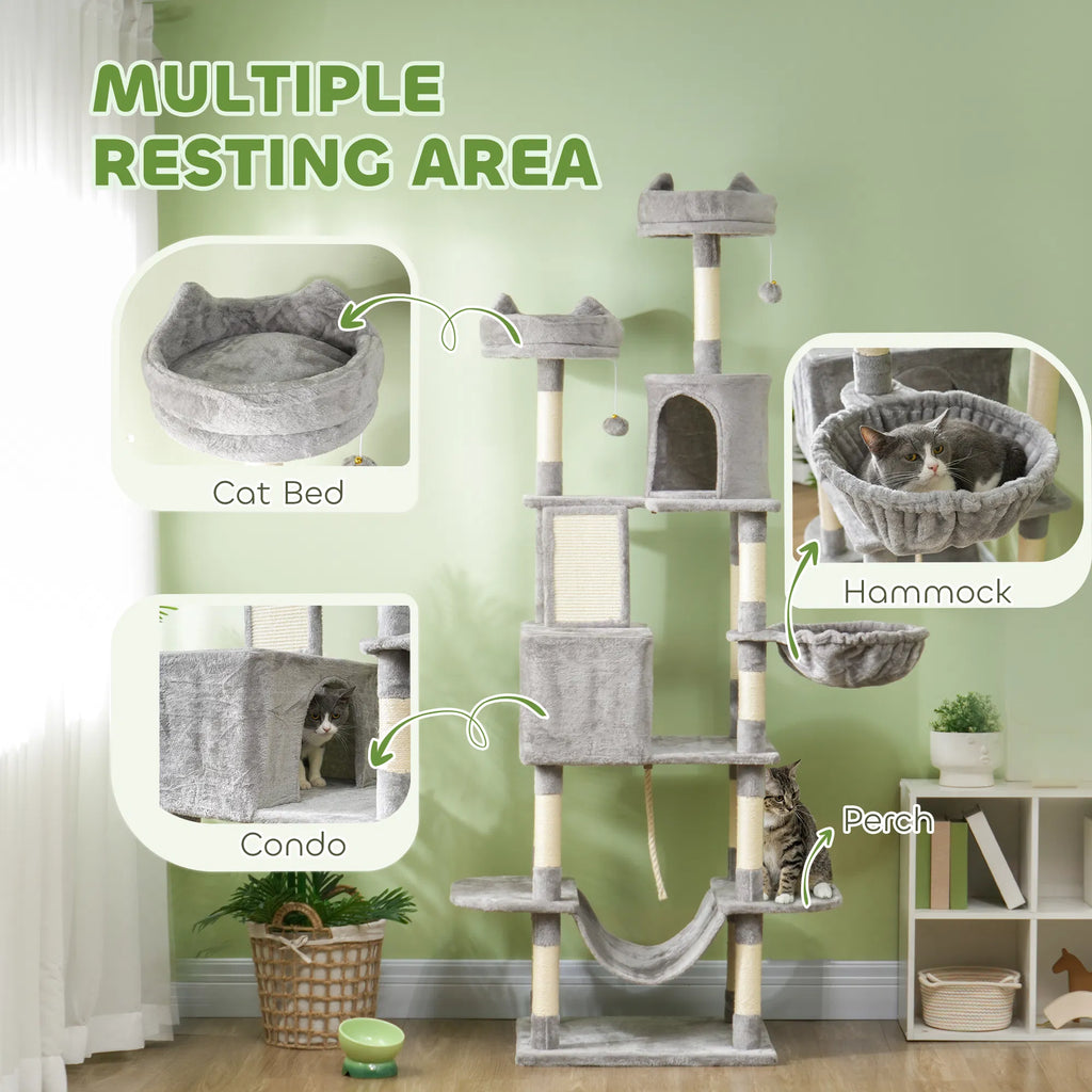81" Large Cat Tree w/ Scratching Posts Condos Beds Hammocks Jumping - Image 5