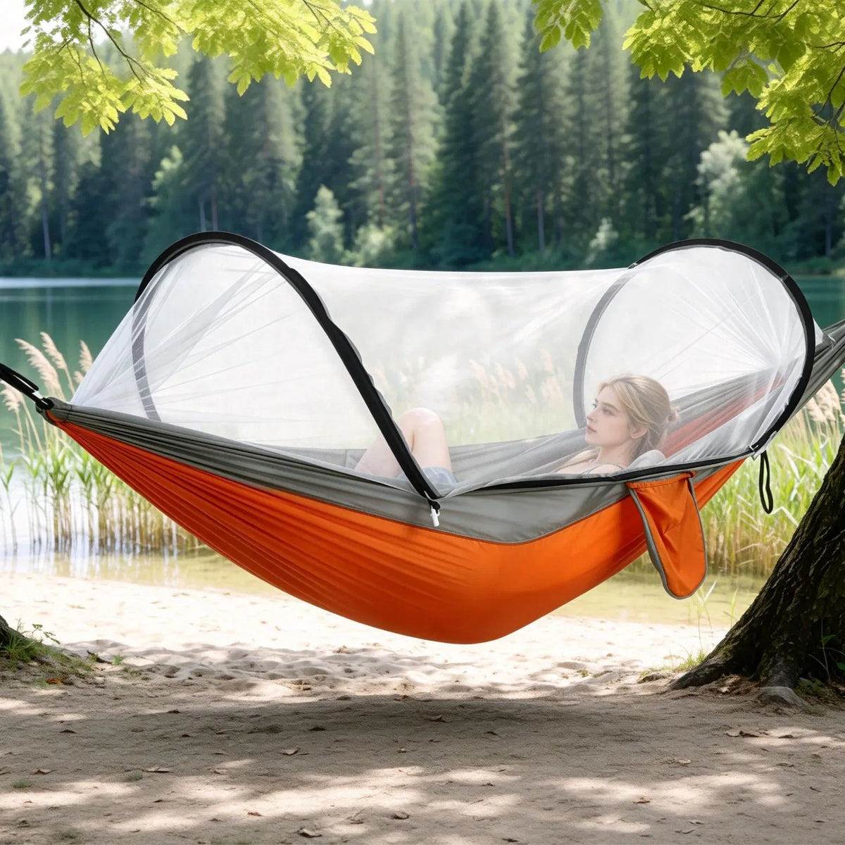 Camping Hammock with Mosquito Net 3 in 1 Portable Hammock Tent with Built In - Image 2