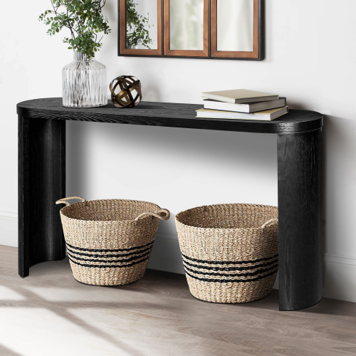 60-Inch Black Curved Entryway Console Table