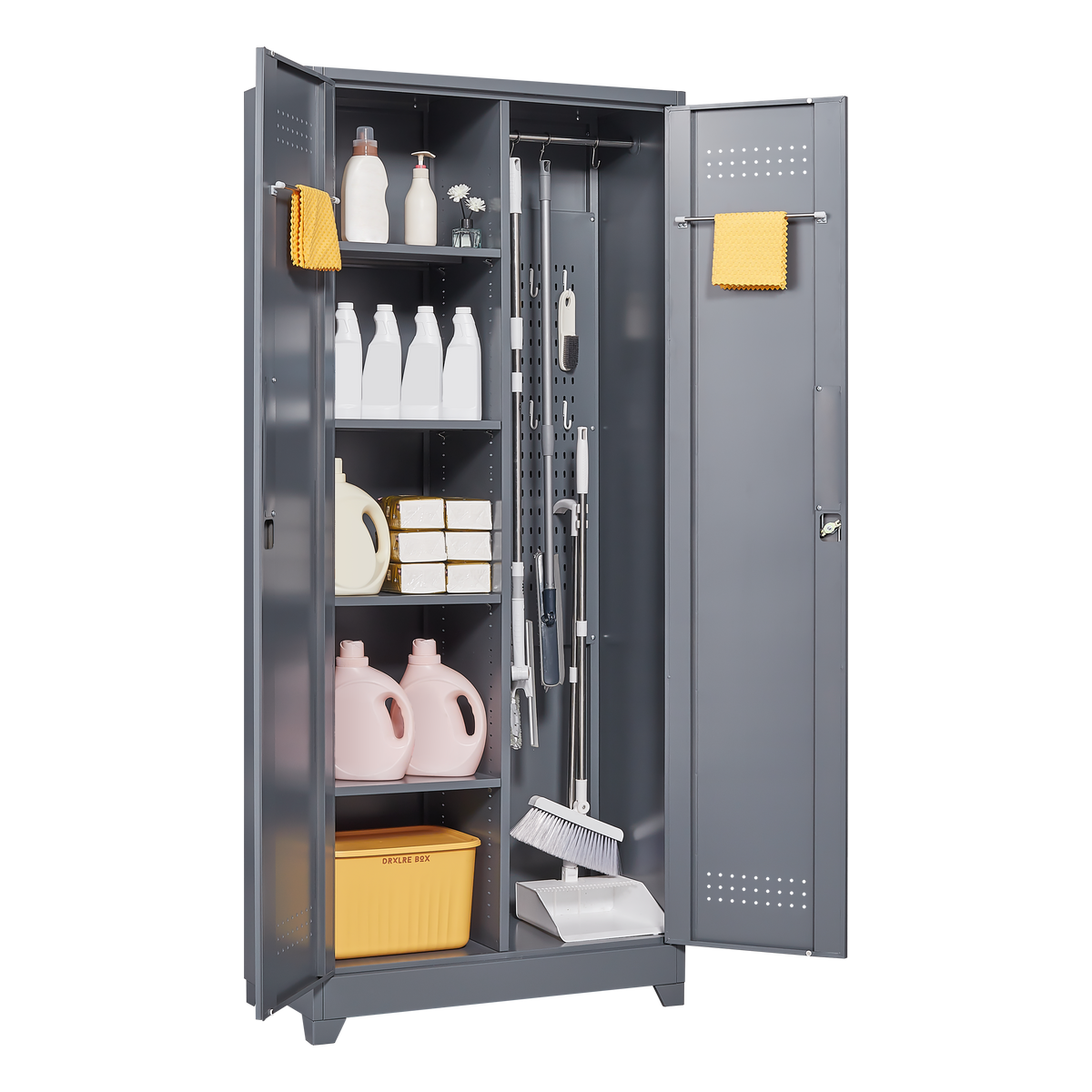 Gray And White Color Metal Lockers Cleaning Tool Cabinets With Locking Doors - Image 5