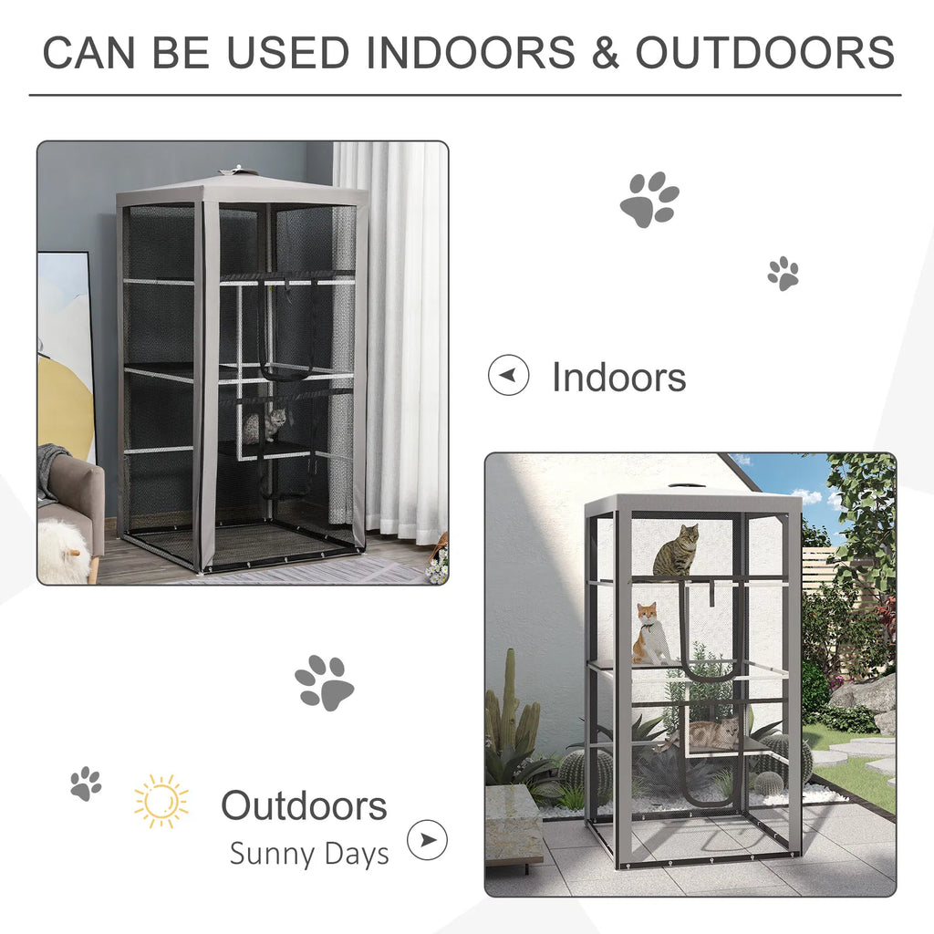 79" Cat Cage Large Outdoor Kitten House Indoor Cage Pet Kennel Playpen with 3 - Image 5