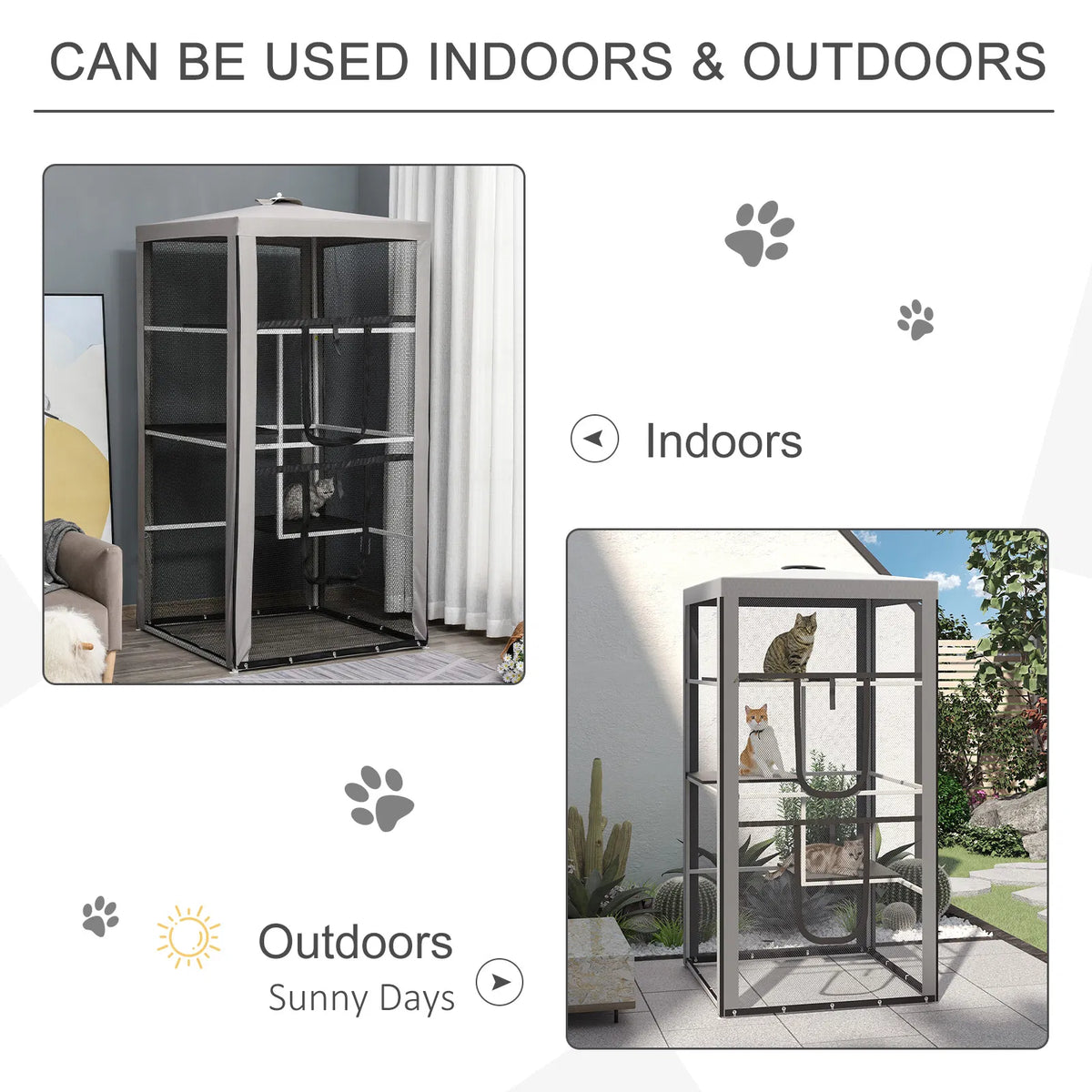79" Cat Cage Large Outdoor Kitten House Indoor Cage Pet Kennel Playpen with 3 - Image 5