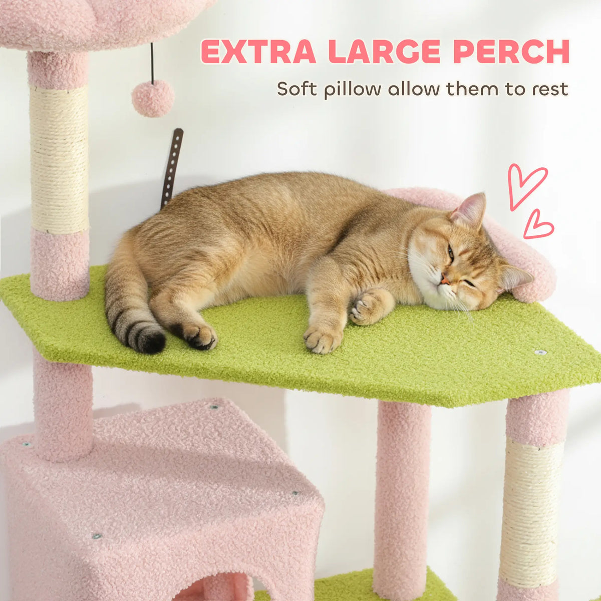 Large Cat Tower with Scratching Post & Board 74" Flower Cat Tree - Image 2