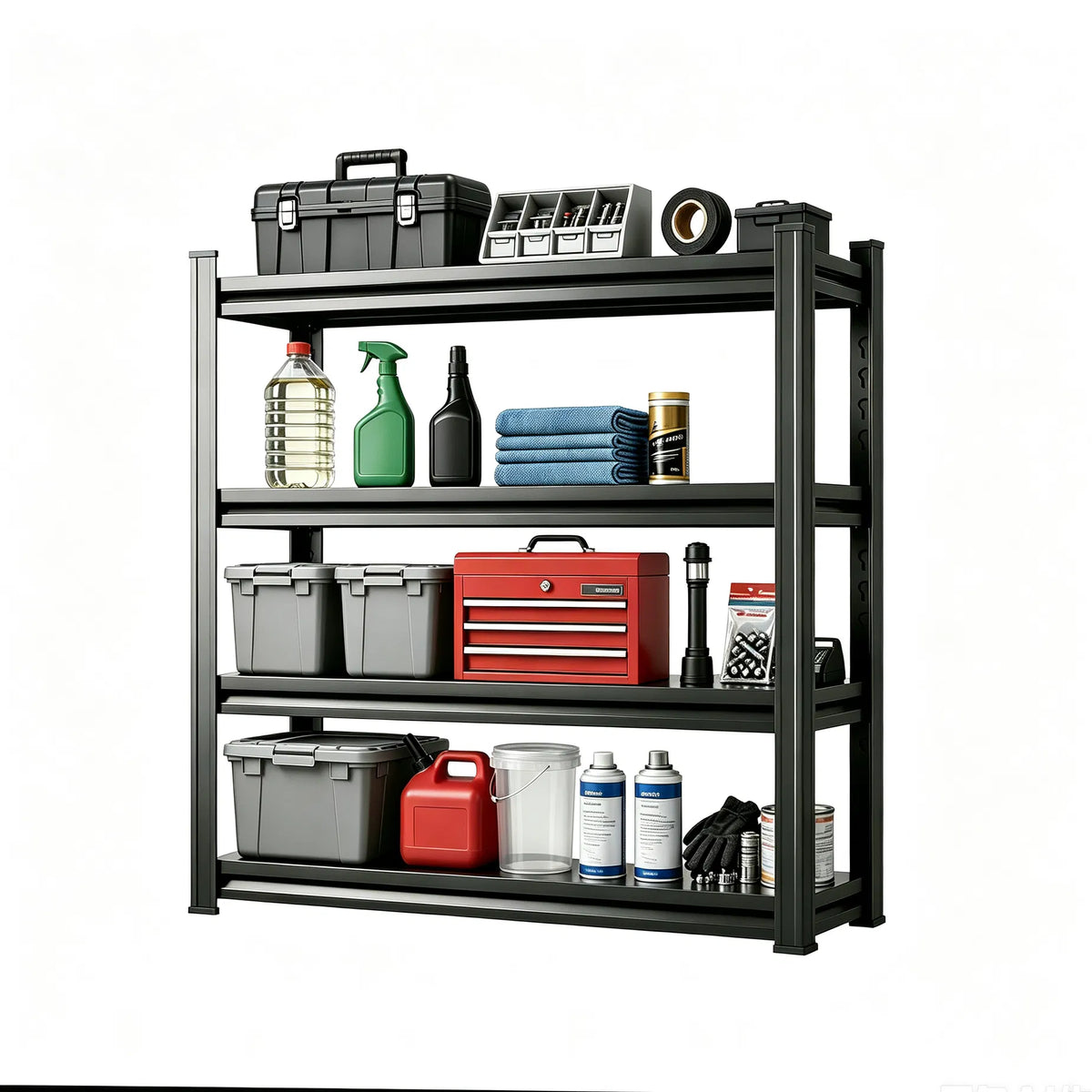 4 Tier Adjustable Height Metal Storage Shelving Unit Heavy Duty Utility Rack - Image 4