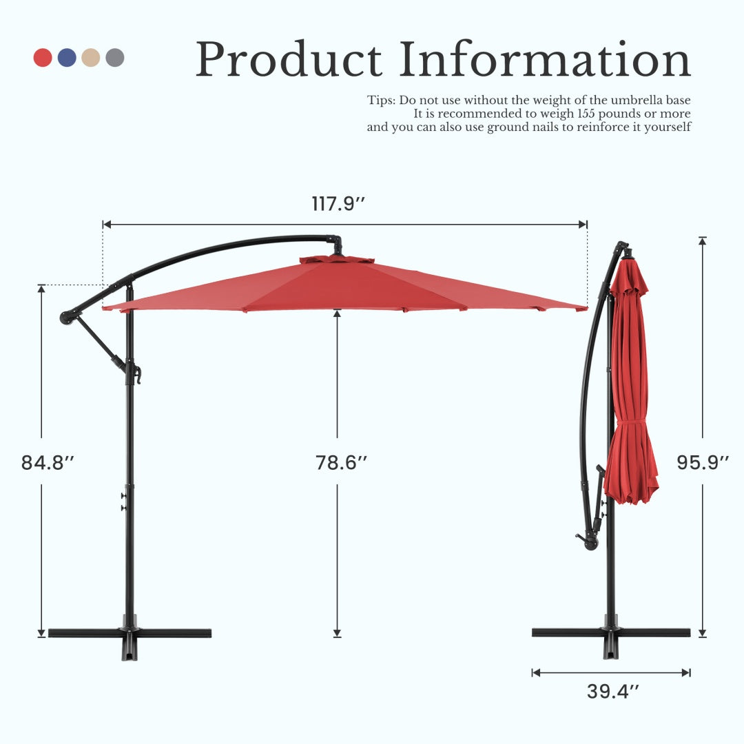 8ft offset patio umbrella hanging detail and structure