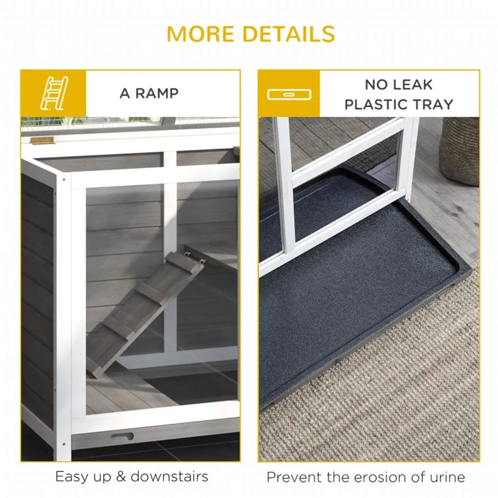 Pet cage /Wood Rabbit Hutch Gray ( Amazon Shipping)(Prohibited by WalMart)