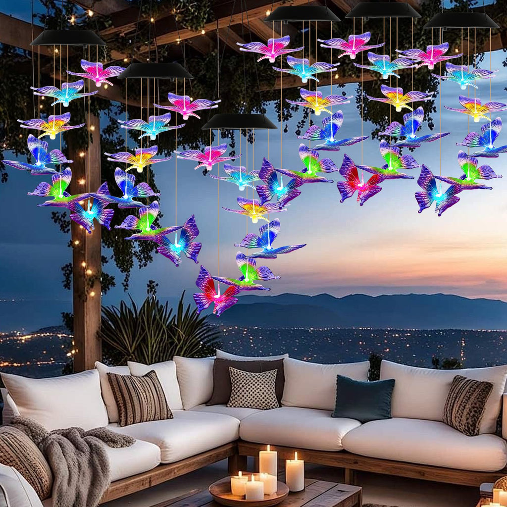 1Pc 2Pcs Quantity Options Solar Butterfly Wind Chime 7 Color Changing Wind - Image 4
