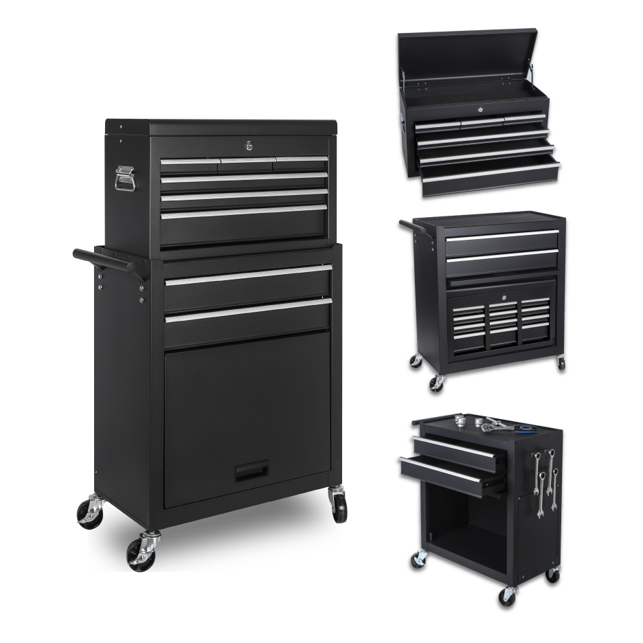 Tool Chest 8 Drawer Rolling Tool Storage Cabinet With 2 In 1 Detachable Top - Image 4