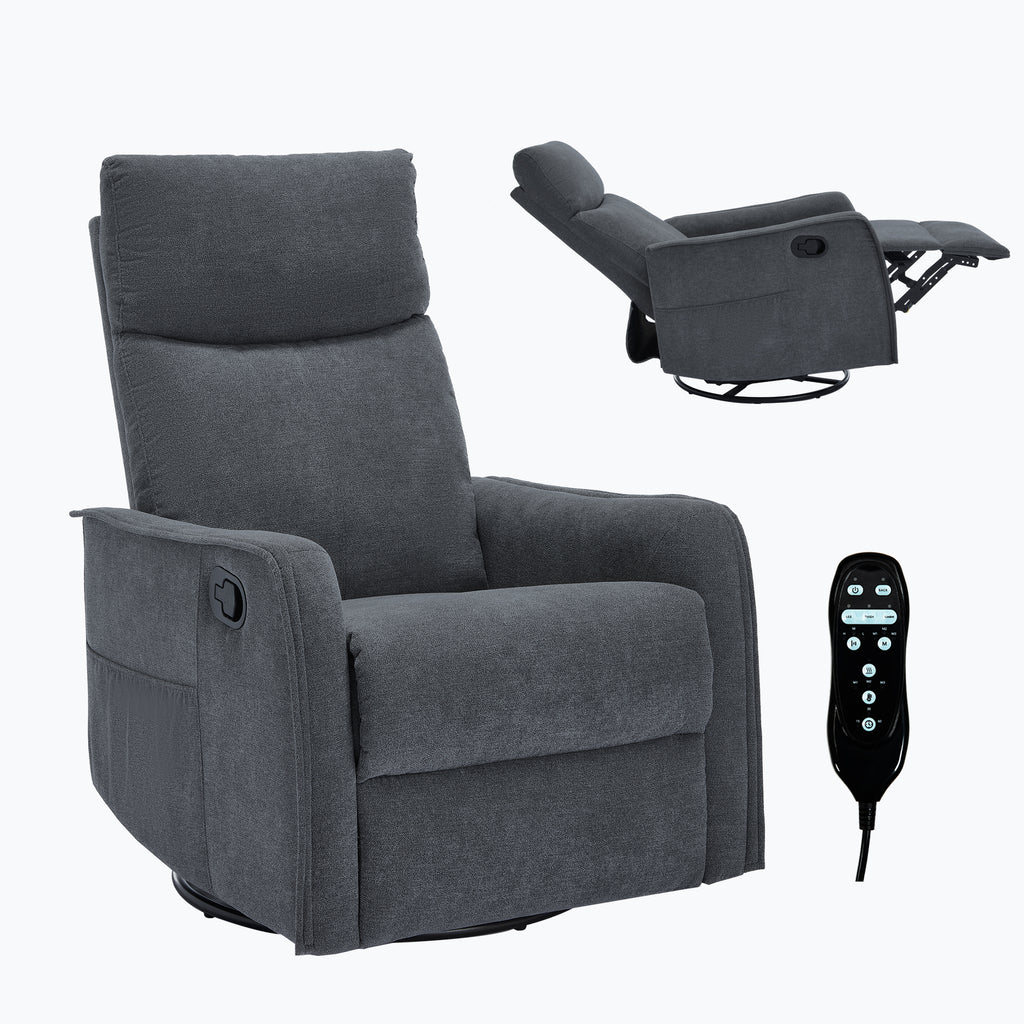 Heat Massage Manual Recliner Chair with Rocker and Swivel in Fabric for Living - Image 3