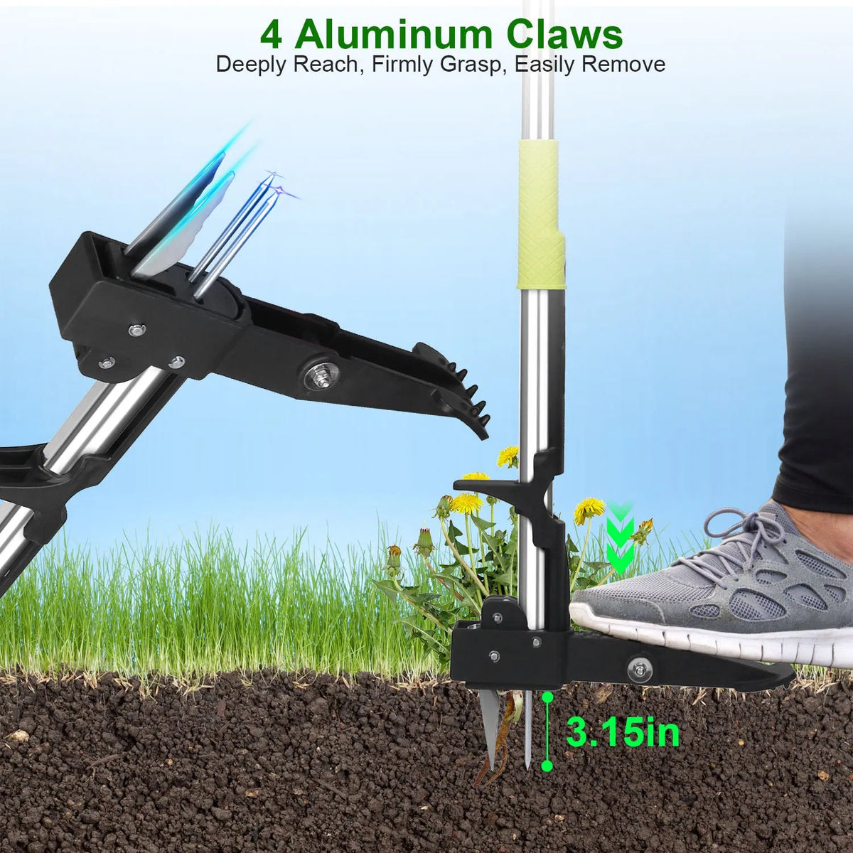38.97in Aluminum Weed Puller Stand Up Weeder Without Bending Kneeling Manual - Image 5