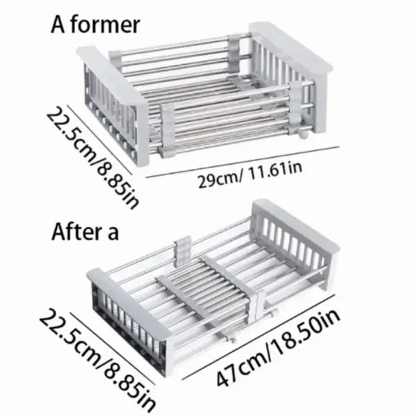 Adjustable Immersion Sink Dish Drying Rack With Stainless Steel Drain Basket - Image 4