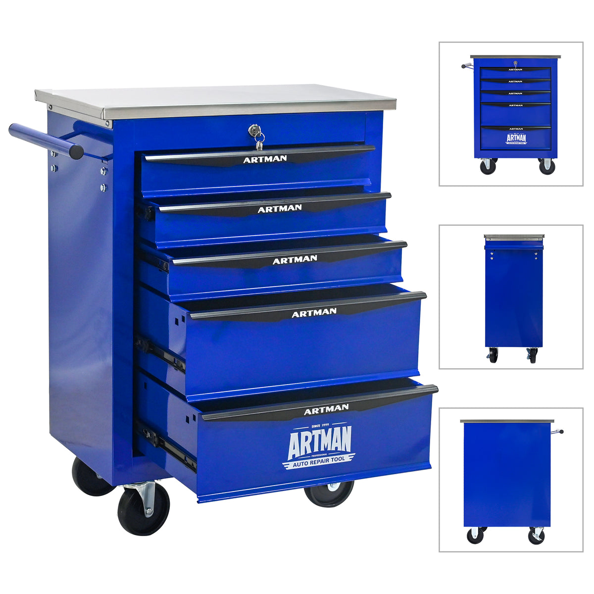 5 Drawers Multifunctional Tool Cart With Wheels - Image 4