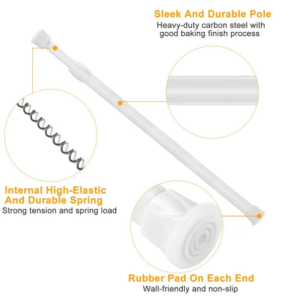 90cm tension curtain rod spring in use lifestyle