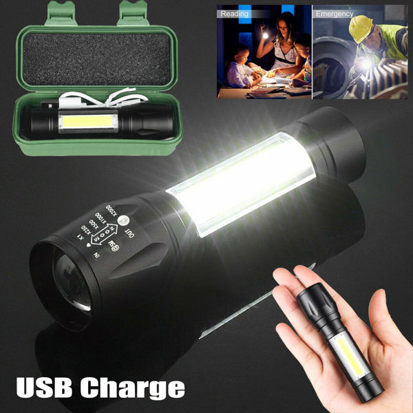 2Pcs Mini Zoomable LED Flashlight USB RechargeableCamping Hiking Flashlight - Image 4