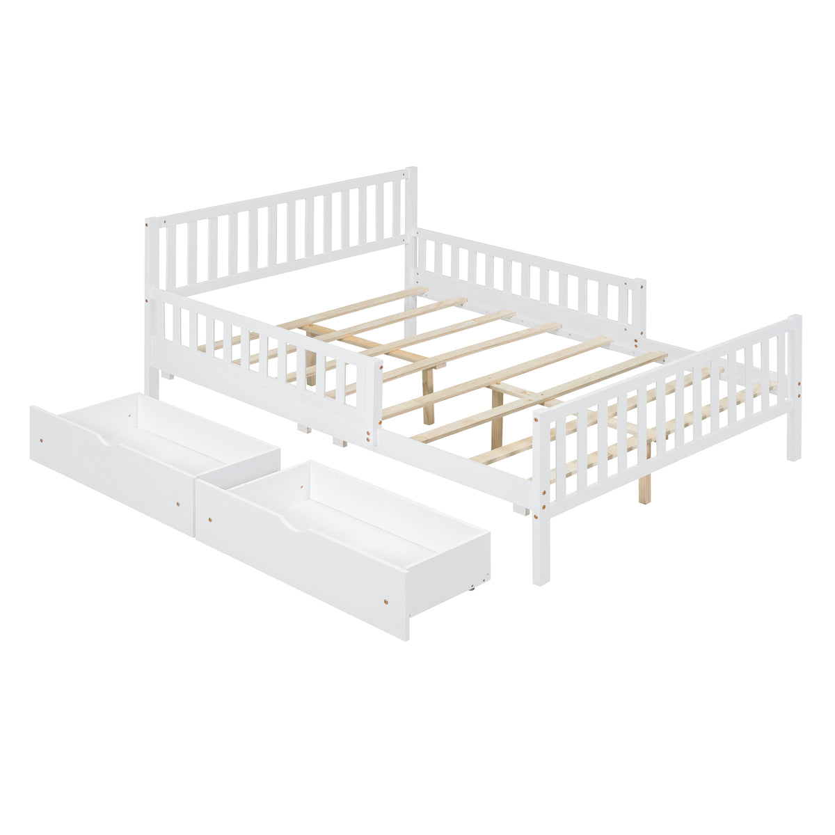 Full-Size Wood Platform Bed with Two Storage Drawers