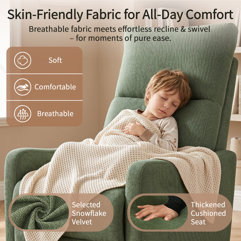 Manual Swivel Recliner Chair 360° Swivel Rocker Chair for Adults Small - Image 3