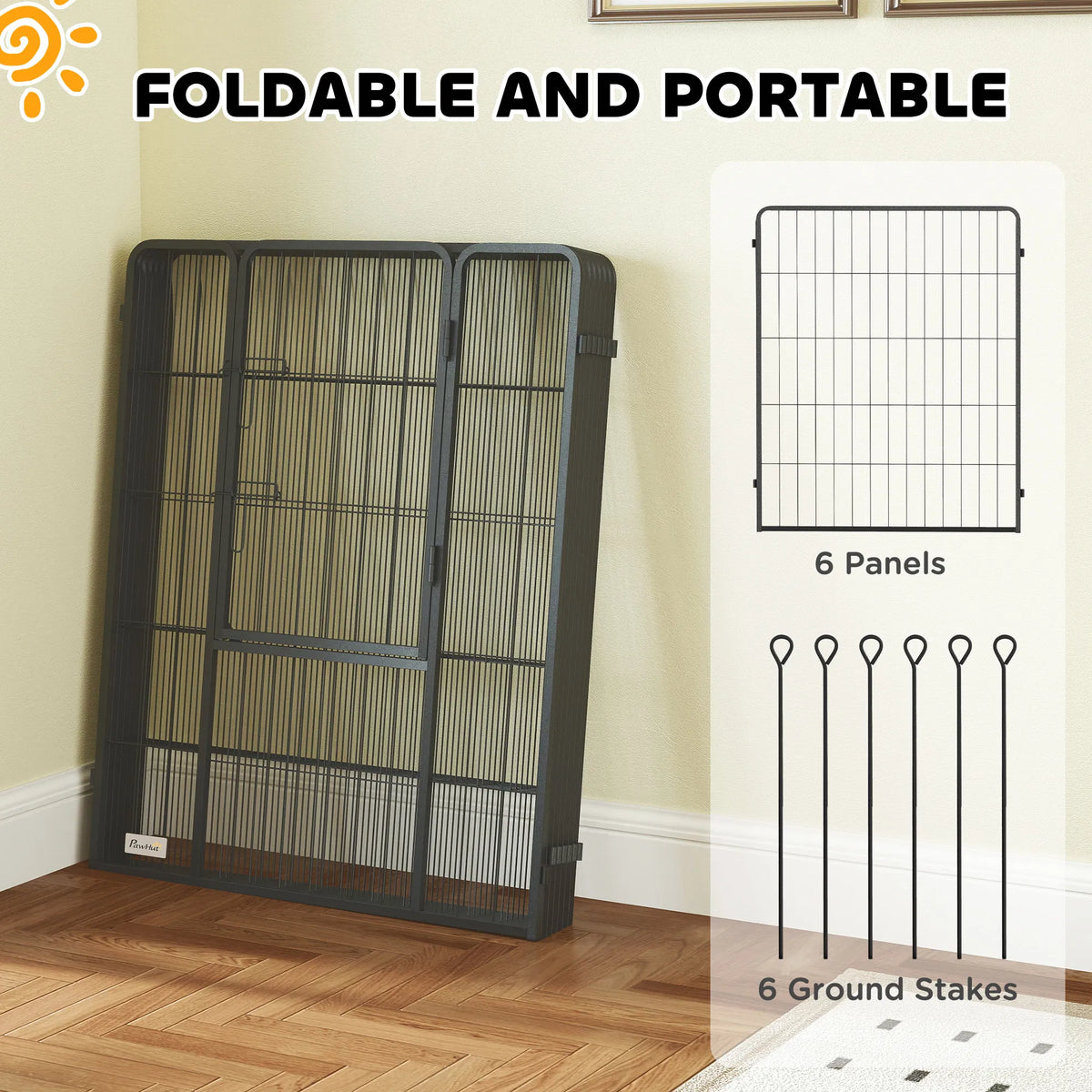 Heavy Duty Dog Playpen with Door for Large Dogs 6 Panels 39"H