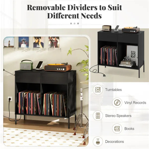 Record Player Storage Stand Customizable Vinyl Compartments Built in - Image 5