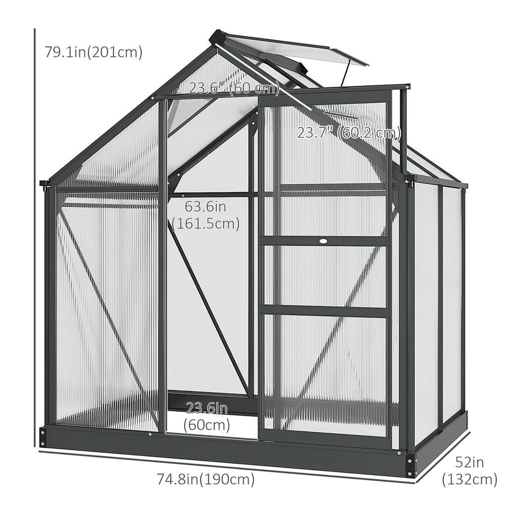 Greenhouse Garden Green House Outdoor Greenhouse Kit PC Board with Sliding - Image 2