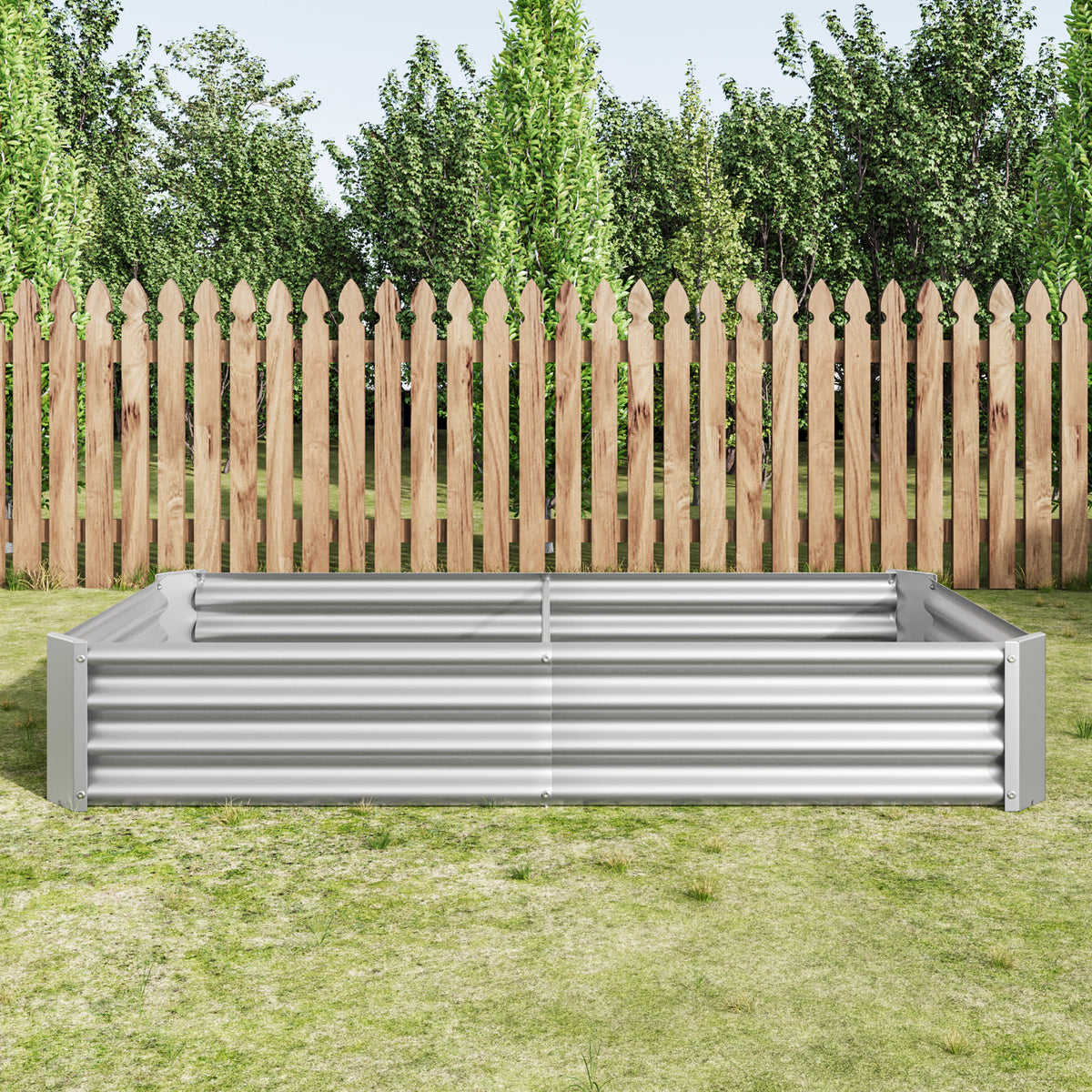 2PCS Silver 6×3×1ft Metal Raised Rectangle Garden Planter Beds - Image 5