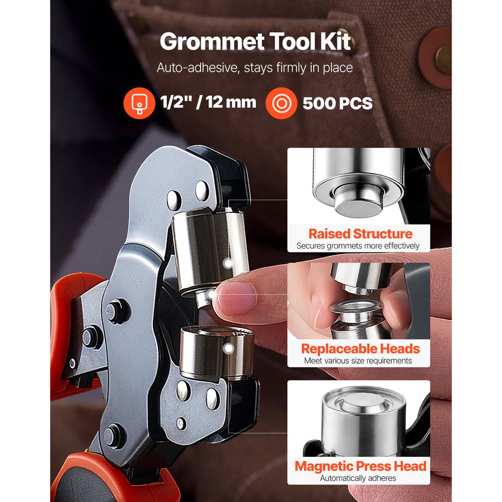 Grommet Tool Kit 1/2" Eyelet Tool Kit With 500 PCS Silver Grommets With - Image 5