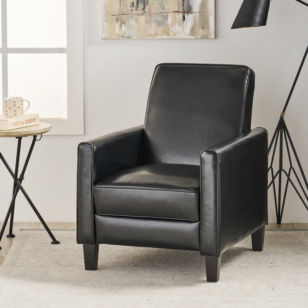27.5" Push Back Recliner Chair Upholstered Recliner Armchair with Solid Beech - Image 4