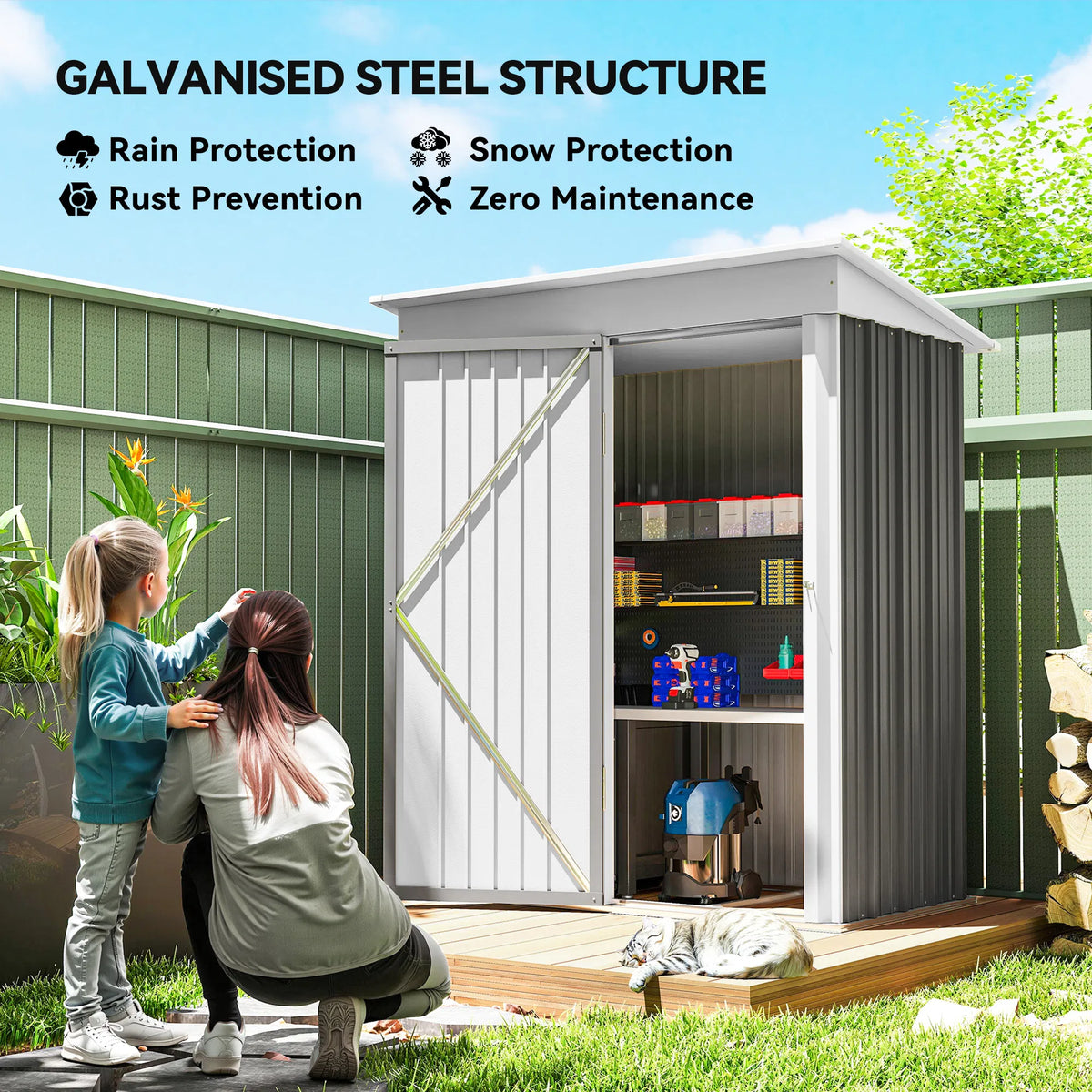 Outdoor Storage Shed Steel Lean to Shed with Adjustable Shelf Lock Gloves - Image 2