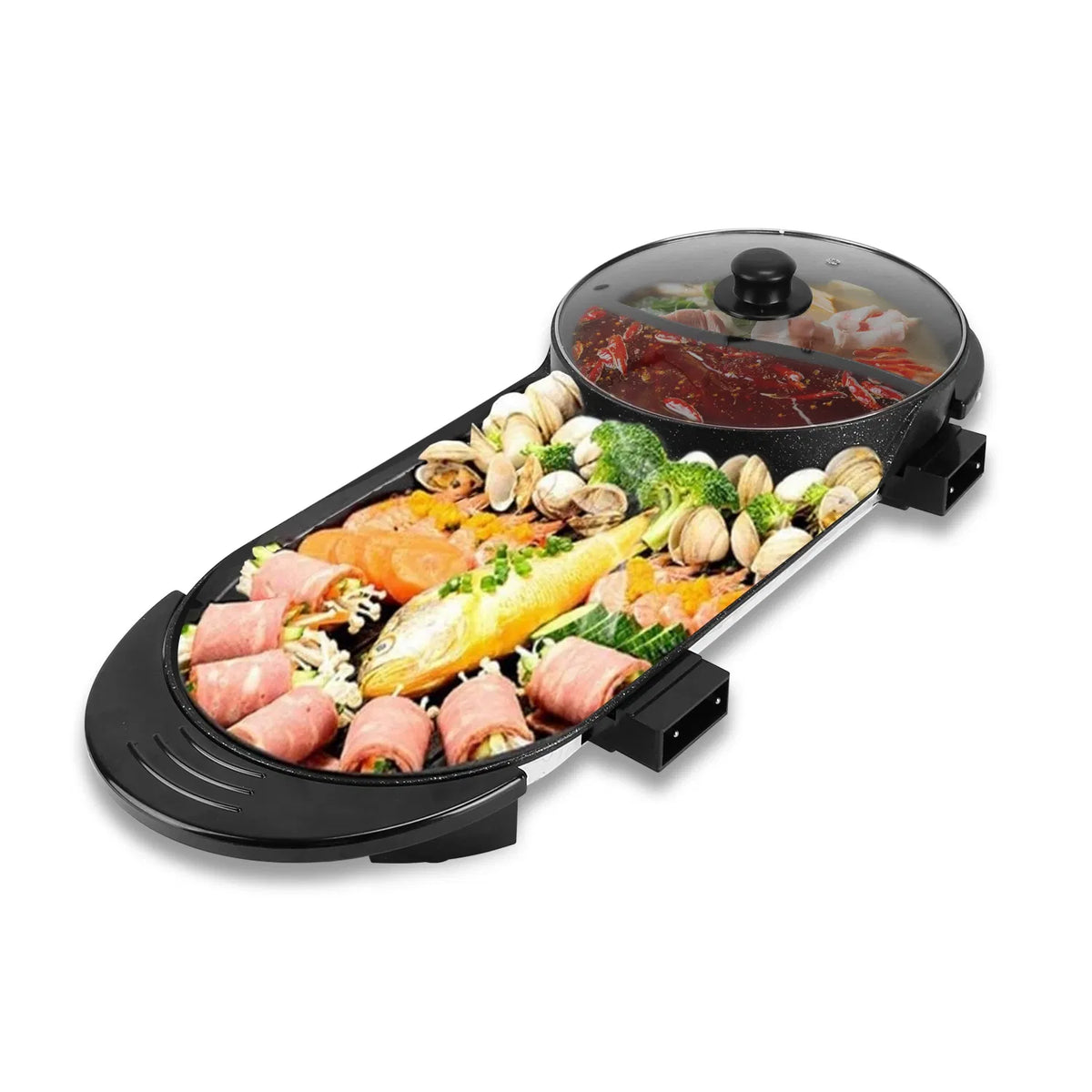2200W Electric Hot Pot and Grill Combo 2 in 1 Independent Control Non Stick - Image 2