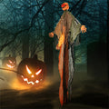 6FT Halloween Hanging Pumpkin Ghost With Red LED Eyes Poseable Arms Scary