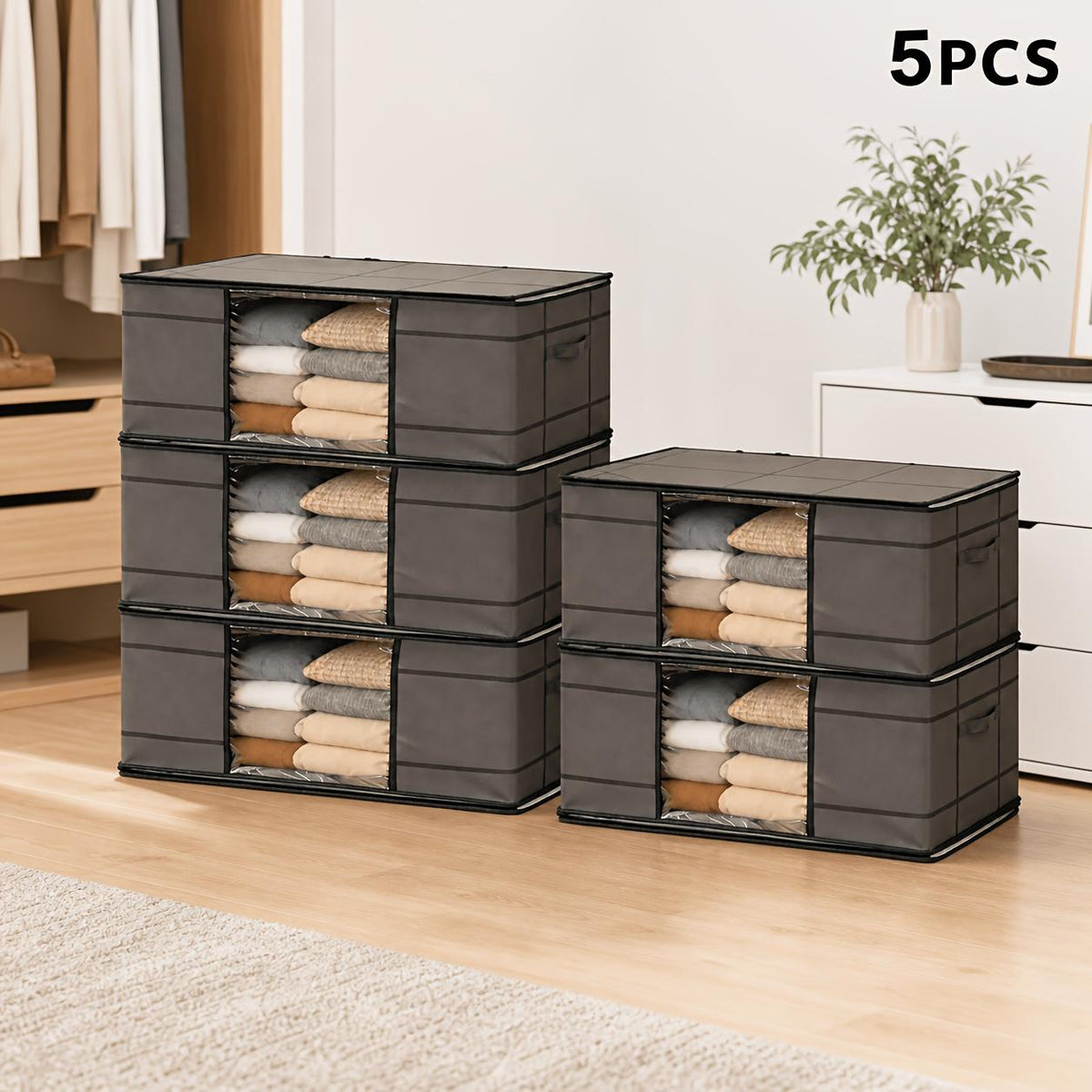 Clothing Storage Bag Set Large Capacity Foldable Dustproof Moisture