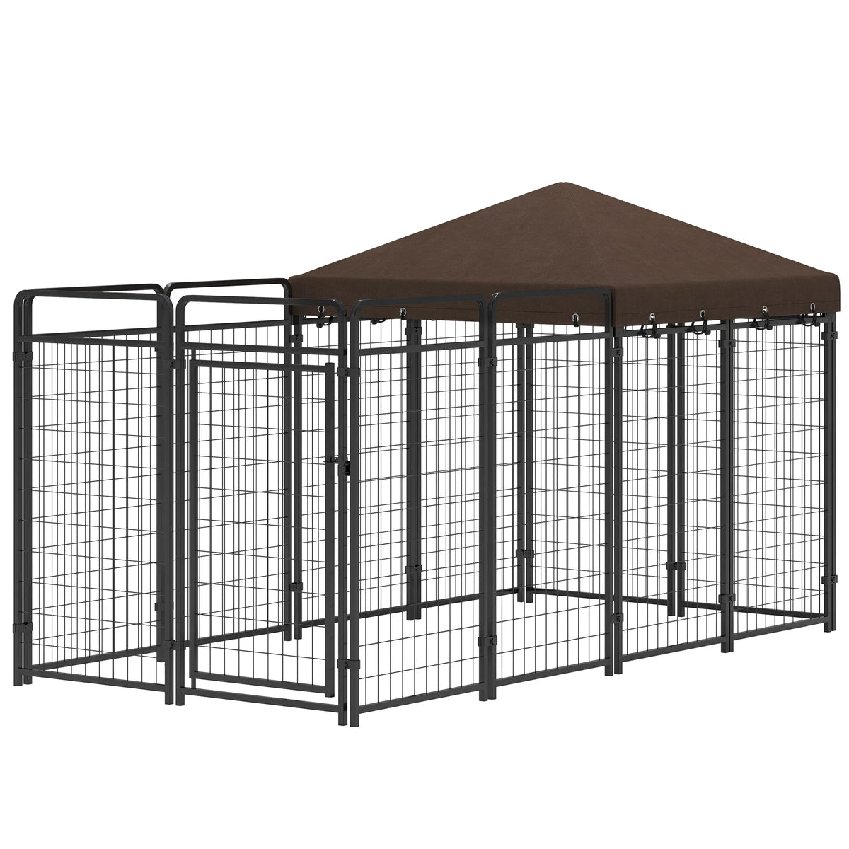 Dog Kennel Outdoor with Waterproof Canopy Dog Run with Galvanized Chain Link - Image 2