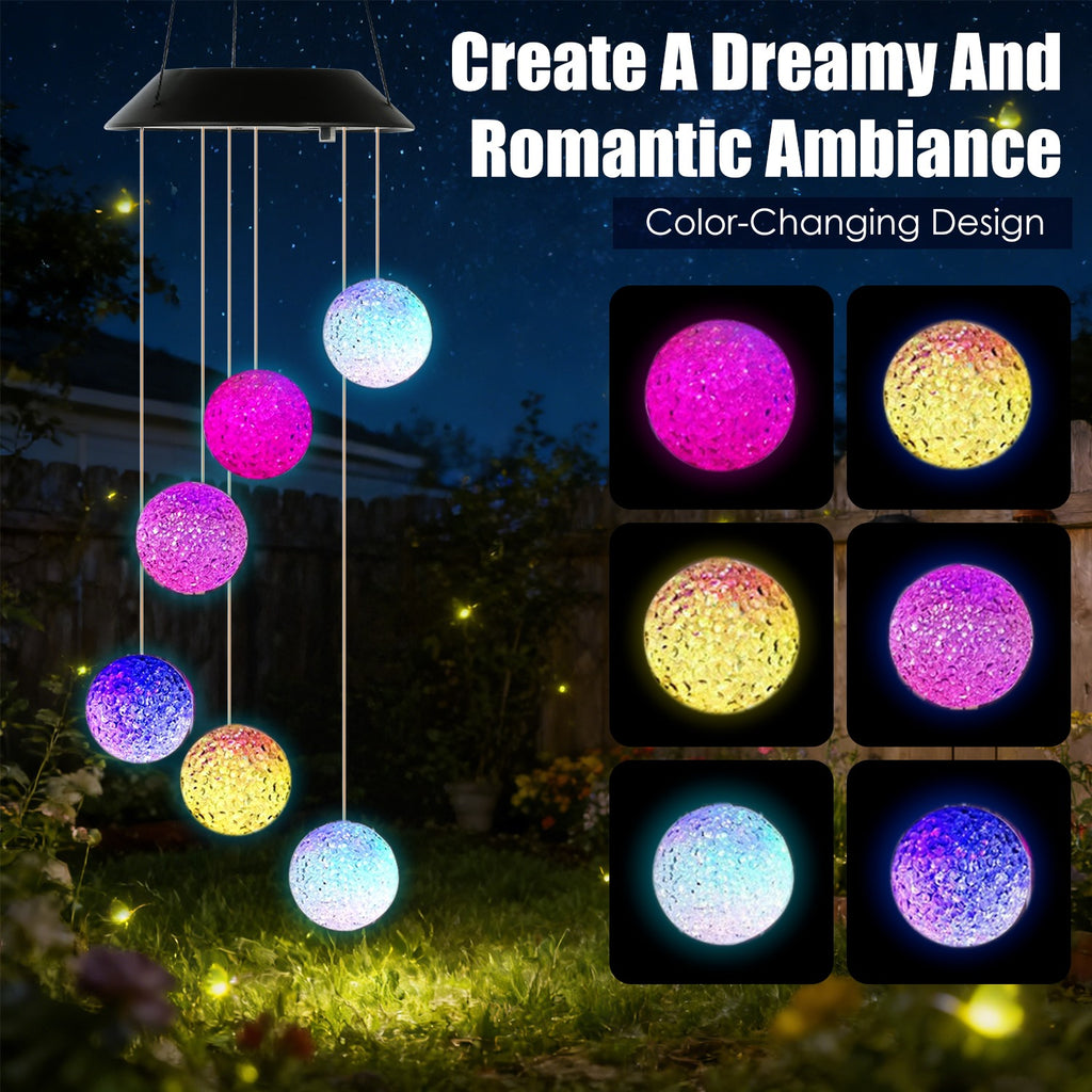 1Pc Solar Ball Wind Chime 7 Color Changing Wind Chime For Outside IPX4 - Image 2