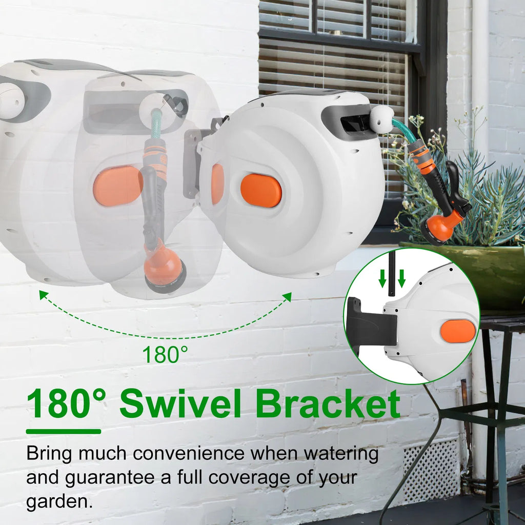 Retractable Garden Hose Reel Wall Mounted Automatic Water Hose Reel with Any - Image 4