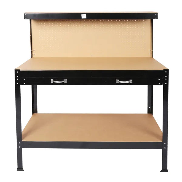 Steel Workbench Tool Storage Work Bench Workshop Tools Table W/Drawer And Peg - Image 3