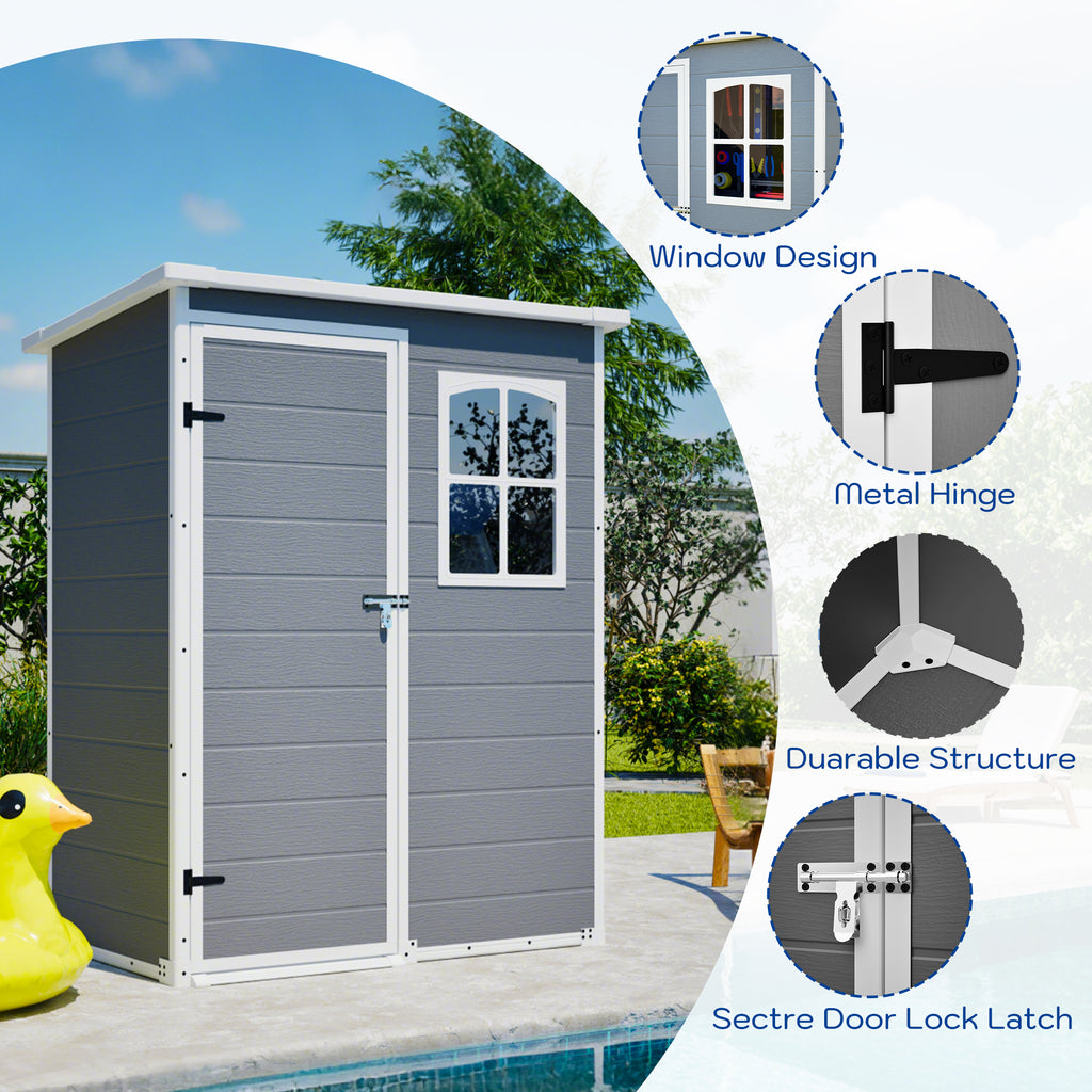 5x3ft resin outdoor storage shed exterior detail