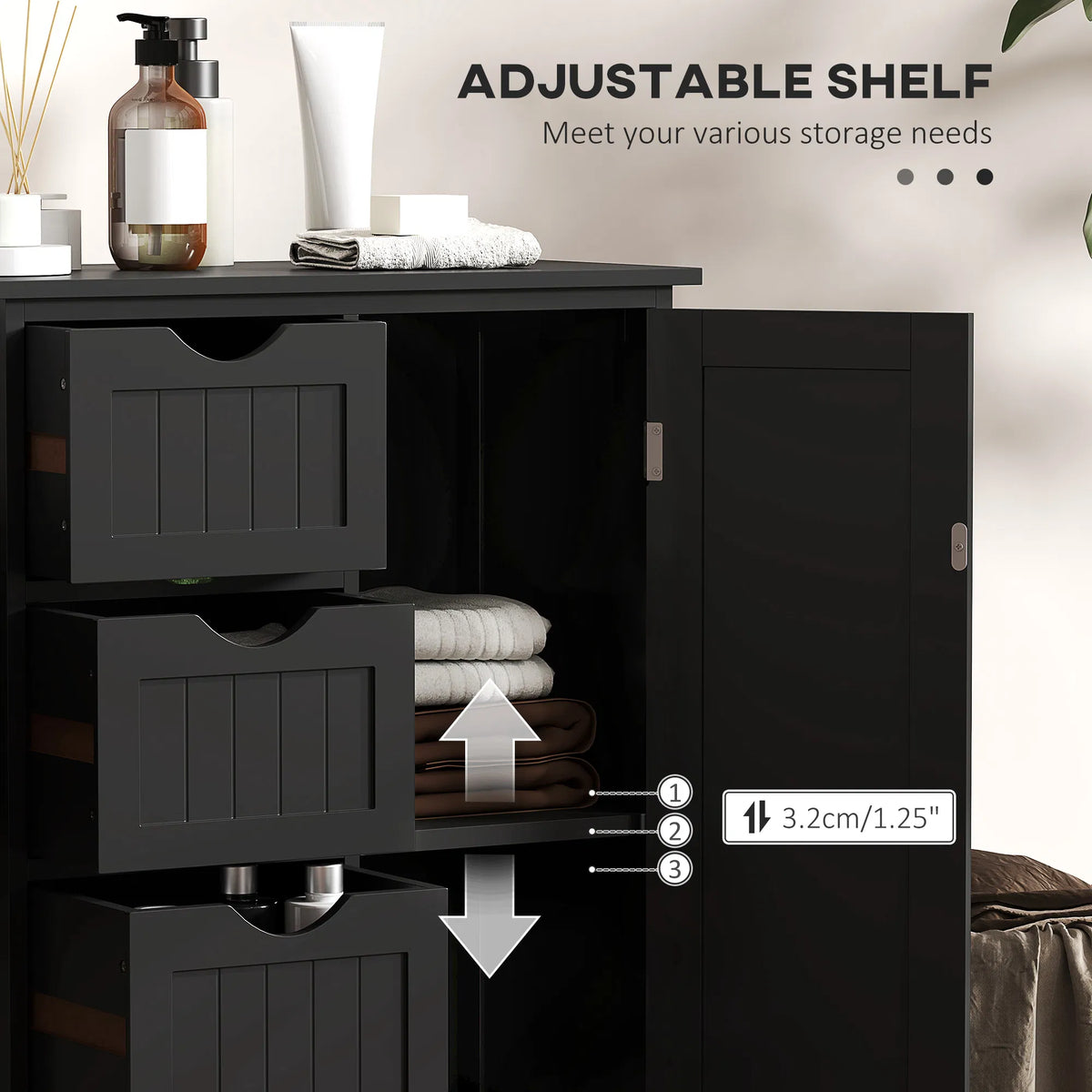 Bathroom Storage Cabinet Floor Cabinet with Adjustable Shelf and 4 Drawers - Image 4