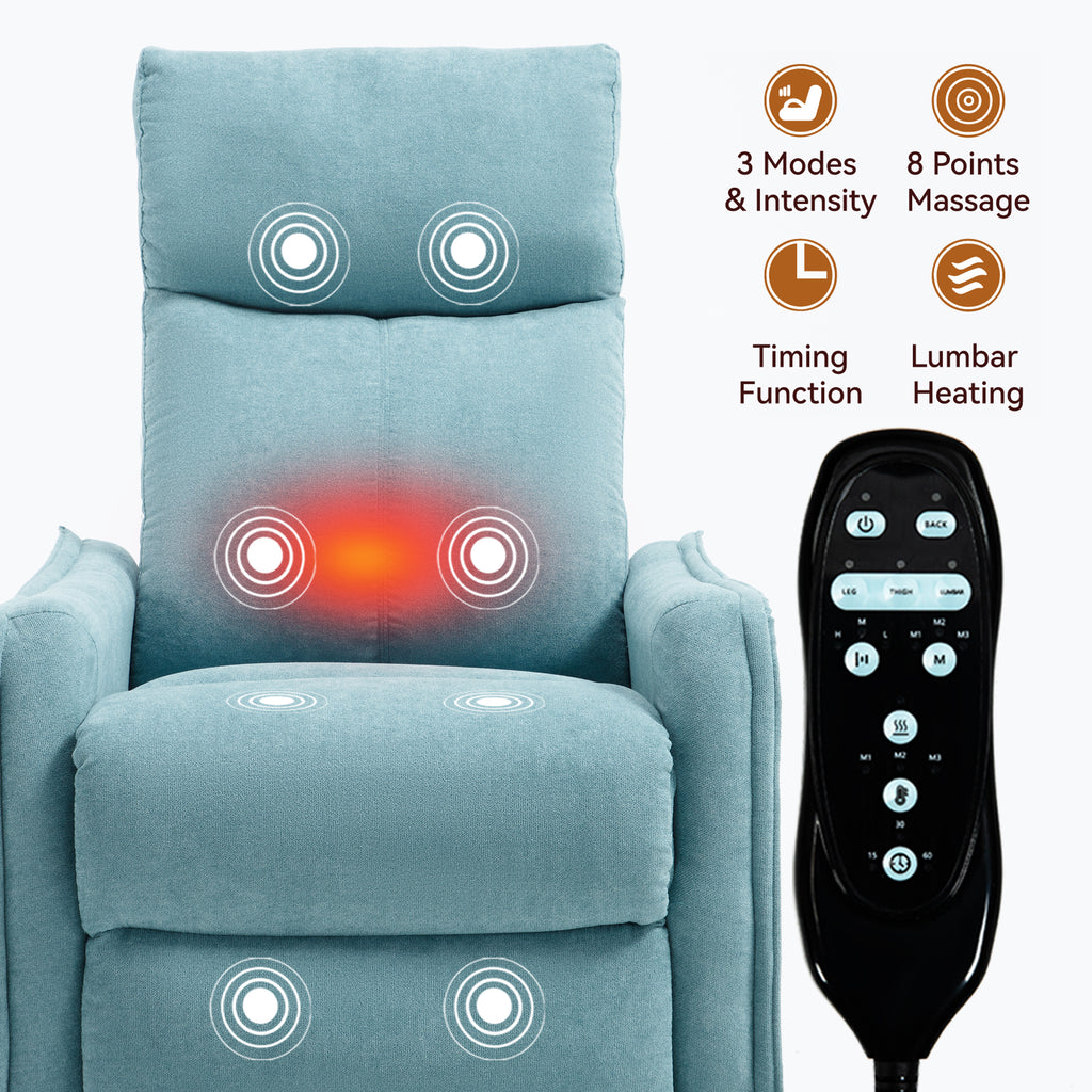 Heat Massage Manual Recliner Chair with Rocker and Swivel in Fabric for Living - Image 4