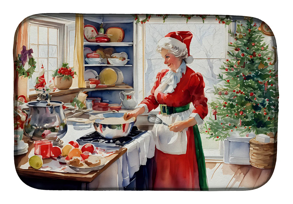 Cookies with Santa Claus Mrs. Claus Dish Drying Mat Absorbent Dish Drying Mat - Image 3
